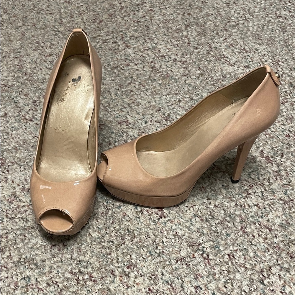 Stuart weitzman nude Peep-Toe platform sole heels